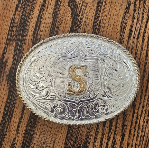 justin Other - Massive Heavy Justin Mexico Silver Gold Western Belt Buckle